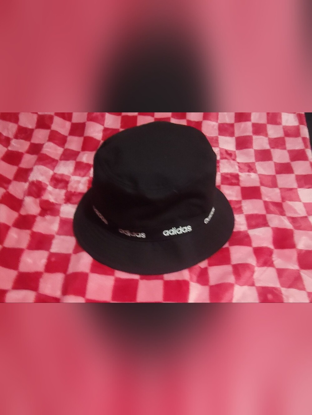 adidas Black Bucket Hat with White Logo Band